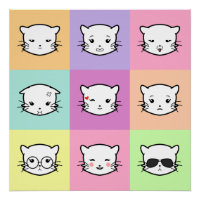 Pop Art Kawaii Cat Emoji 2