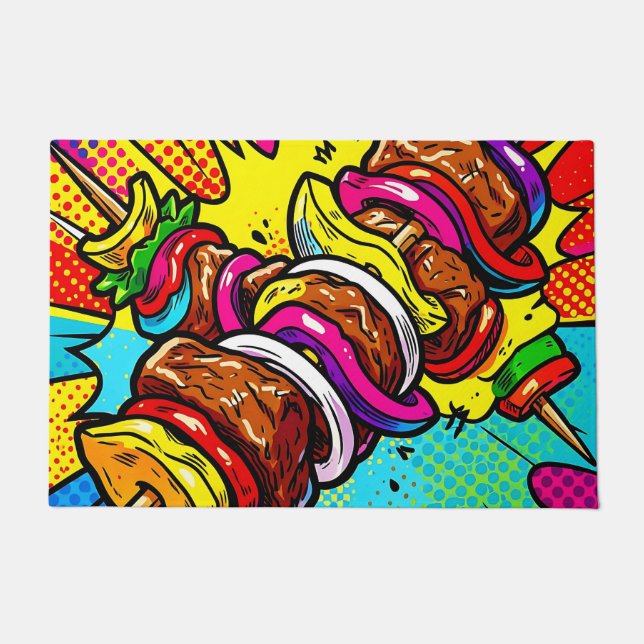 Pop Art Kebab Explosion Doormat (Front)