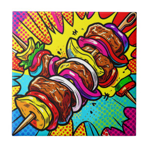 Pop Art Kebab Explosion Tile