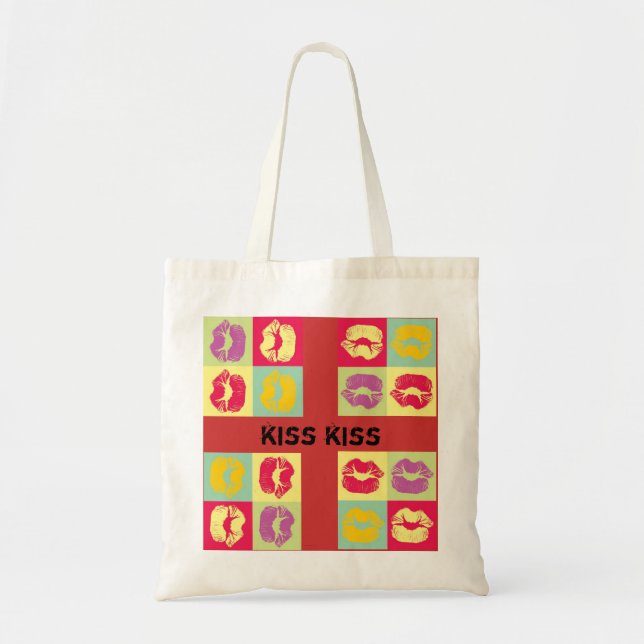 pop art kiss tote bag (Front)