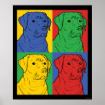 Pop Art Labrador Retriever Poster<br><div class="desc">"Pop Art Labrador Retriever" art graphic designed by bCreative shows an iconic profile of a dog in a four panel pop art piece! This makes a great gift for family, friends, or a treat for yourself! This funny graphic is a great addition to anyone's style. bCreative is a leading creator...</div>