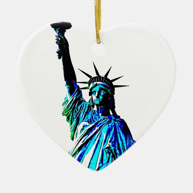 Pop Art Lady Liberty Ceramic Tree Decoration (Front)