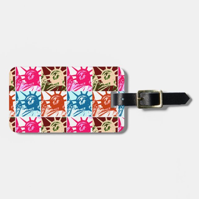 Pop Art Lady Liberty Luggage Tag (Front Horizontal)