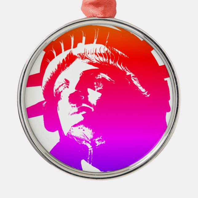 Pop Art Lady Liberty Metal Tree Decoration (Front)