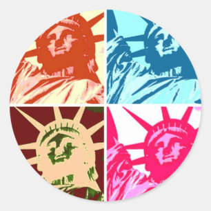 Pop Art Lady Liberty New York City Classic Round Sticker