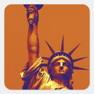 Pop Art Lady Liberty Square Sticker