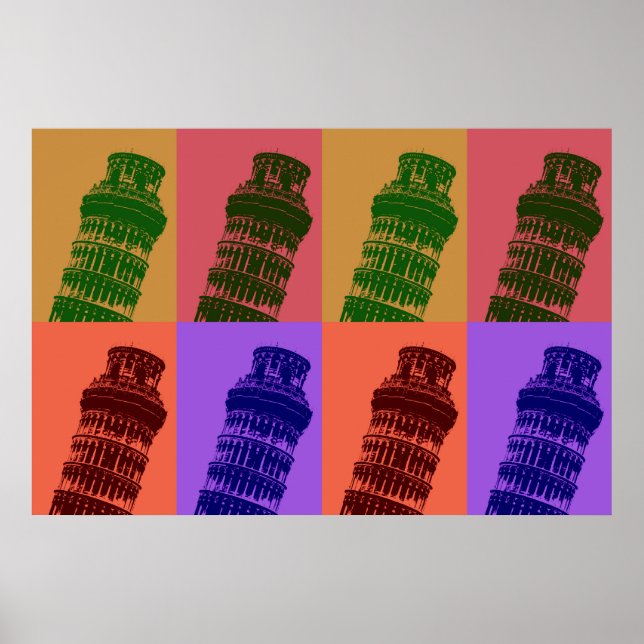 Pop Art Leaning Tower of Pisa Italy Travel Poster (Front)