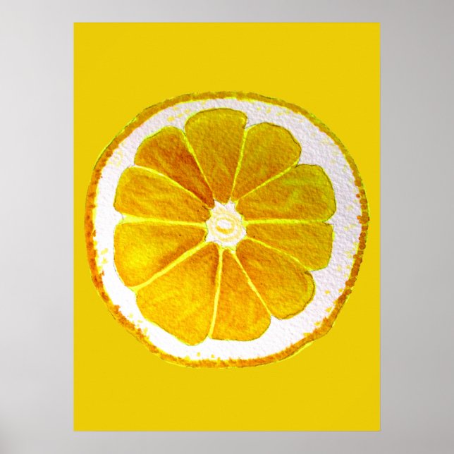 Pop art lemon fruit slice original watercolour poster (Front)