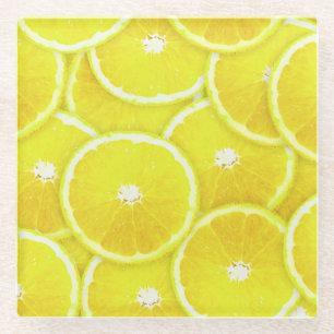 Pop Art Lemon Slices Glass Coaster