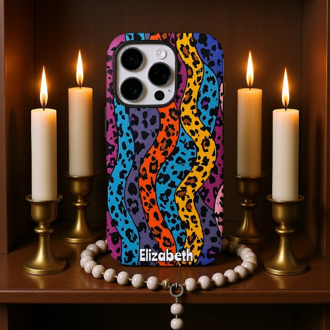 Pop Art Leopard: Rainbow Waves Case-Mate iPhone Case (Creator Uploaded)