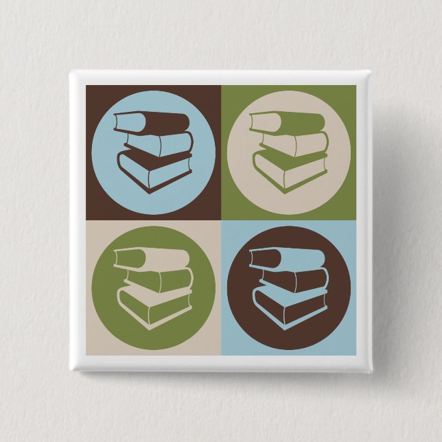 Pop Art Library Work 15 Cm Square Badge (Front)