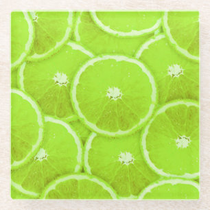 Pop Art Lime Slices Glass Coaster