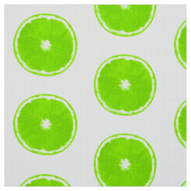 Pop Art Lime Slices - white background Fabric (Swatch)