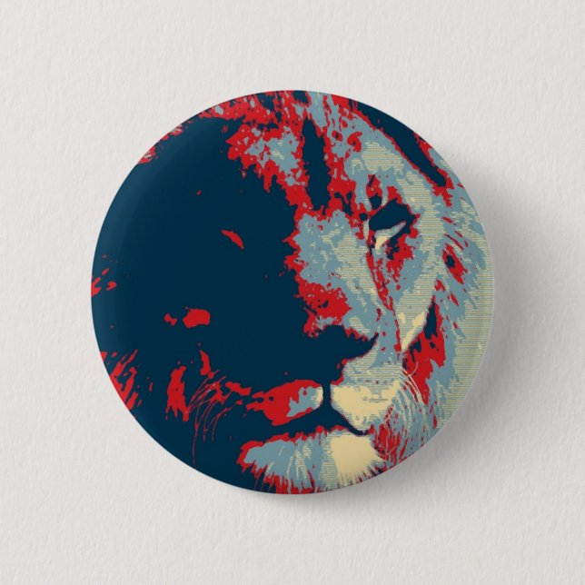 Pop Art Lion 6 Cm Round Badge (Front)