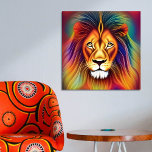 Pop Art Lion Head Poster<br><div class="desc">This colorful majestic pop art lion head is AI Art. The artificial intelligence art was created with NightCafe.</div>