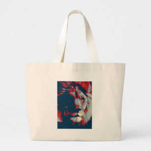 Pop Art Lion Large Tote Bag