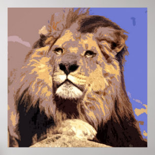 Pop Art Lion Poster - Animal Photography Artwork