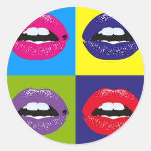 Pop Art Lips Pattern Deisgn Classic Round Sticker