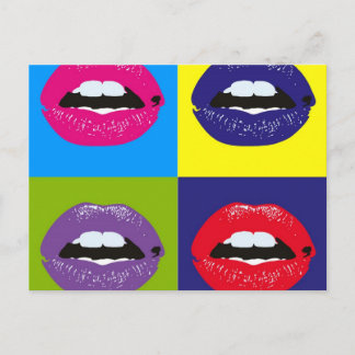 Pop Art Lips Pattern Deisgn Postcard