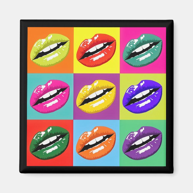 Pop Art Lips Pattern Design Magnet (Front)