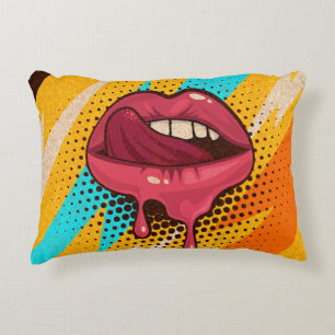 Pop Art Lips: Vintage Trendy Decorative Cushion