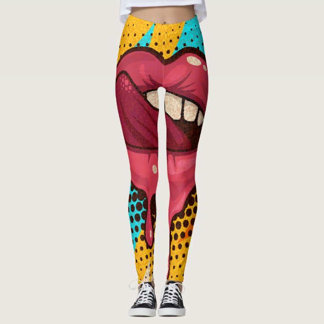 Pop Art Lips: Vintage Trendy Leggings (Front)