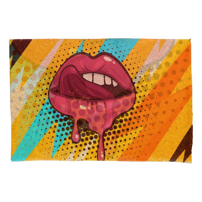 Pop Art Lips: Vintage Trendy Pillowcase (Front)