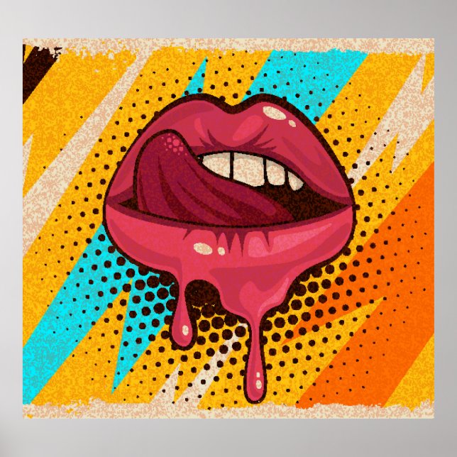 Pop Art Lips: Vintage Trendy Poster (Front)