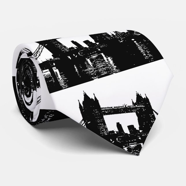Pop Art London Tower Bridge Silhouette Tie (Rolled)