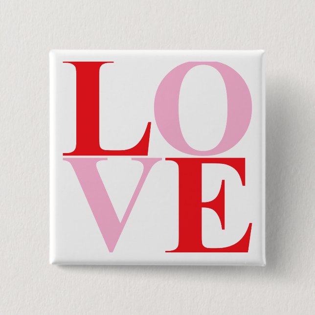 Pop Art LOVE 15 Cm Square Badge (Front)