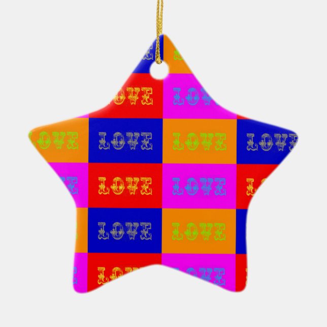 Pop Art Love Ceramic Tree Decoration (Front)