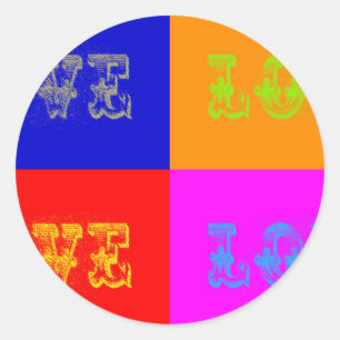 Pop Art Love Classic Round Sticker