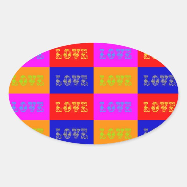 Pop Art Love Oval Sticker (Front)