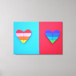 Pop Art Love Twin Rainbow Hearts Canvas Print<br><div class="desc">Pop Art Love Twin Rainbow Hearts is a romantic fun modern pop art low relief abstract collage in vibrant candy neon party colours. It was inspired by a deeply loving romance. The original artwork that this design is developed from was made using multi coloured modelling clay on a complementary coloured...</div>