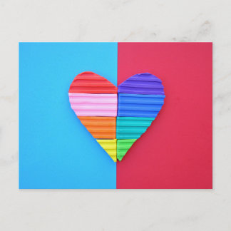 Pop Art Love Twin Rainbow Hearts Postcard