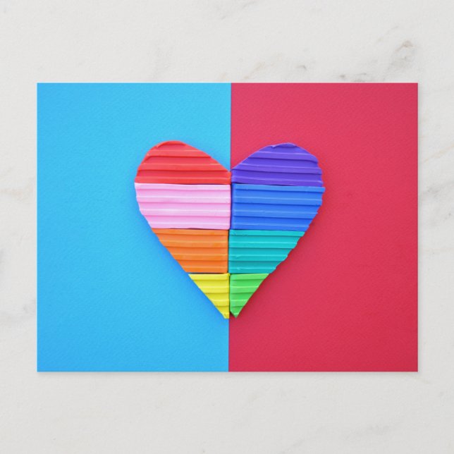 Pop Art Love Twin Rainbow Hearts Postcard (Front)