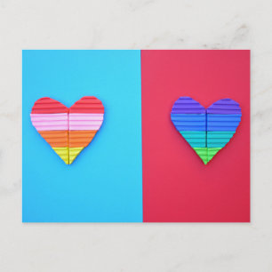 Pop Art Love Twin Rainbow Hearts Postcard