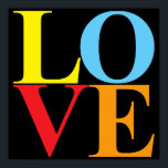 Pop Art LOVE | Typography Poster<br><div class="desc">A little Pop Art LOVE typography poster in black,  cherry red,  lemon yellow,  orange and turquoise blue for the college dorm. Got a black light?</div>