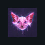 Pop Art Lykoi Werewolf Cat Canvas Print<br><div class="desc">A textural digital painting of a Lykoi cat head with scratches,  splashes,  and drips over a rough textured background.</div>