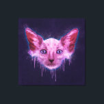 Pop Art Lykoi Werewolf Cat Canvas Print<br><div class="desc">A textural digital painting of a Lykoi cat head with scratches,  splashes,  and drips over a rough textured background.</div>