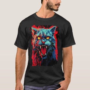 Pop Art Maine Coon Zombie Cat Halloween Design T-Shirt