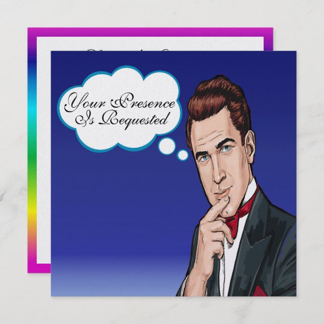 Pop Art Man Formal Celebration Invitation (Front/Back)