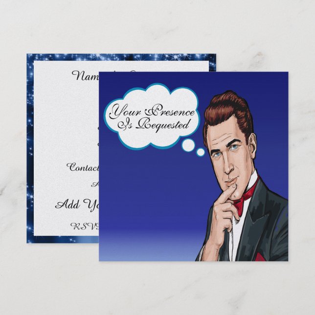 Pop Art Man Formal Celebration Invitation (Front/Back)
