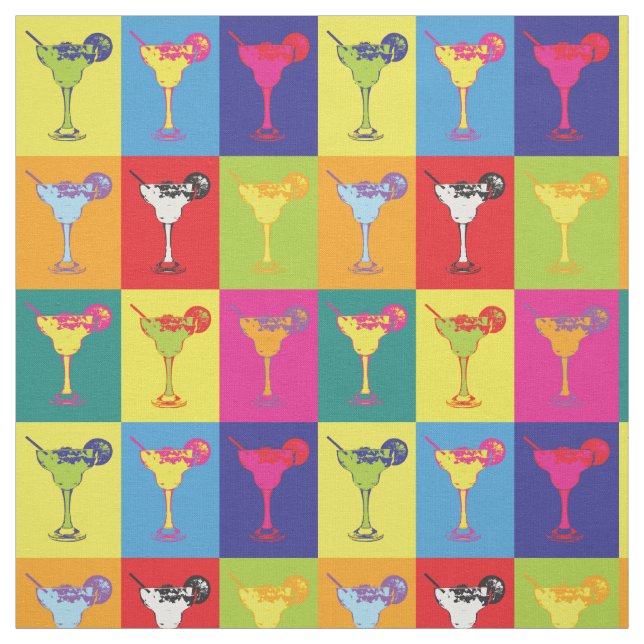 Pop Art Margarita Cocktails Retro Pattern Fabric (Swatch)