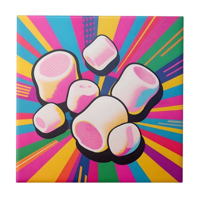 Pop Art Marshmallow Explosion Tile (Front)
