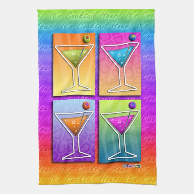 Pop Art MARTINIS Kitchen - Bar TOWEL (Vertical)