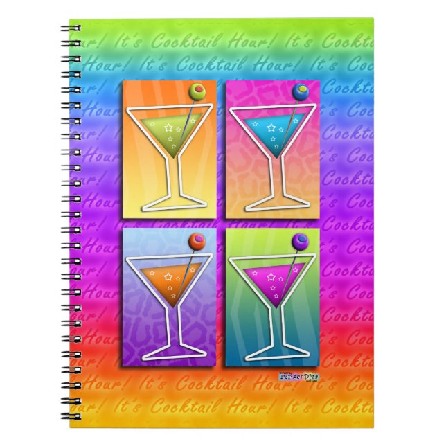 Pop Art MARTINIS NOTEBOOK - DIARY - JOURNAL (Front)