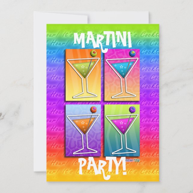 Pop Art MARTINIS Party INVITATION (5X7) (Front)