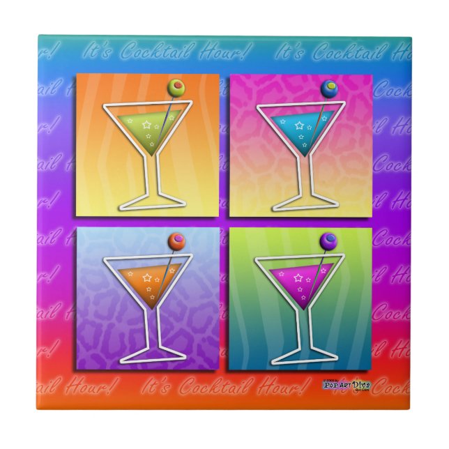Pop Art Martinis Tile - Coaster - Trivet (Front)