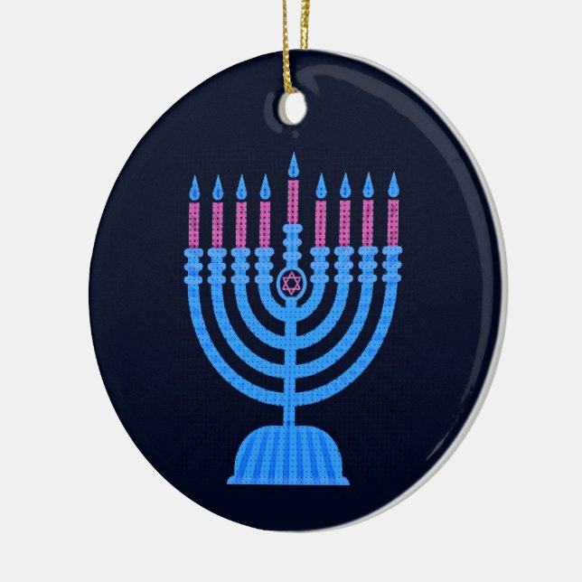 Pop Art Menorah Ceramic Tree Decoration (Left)